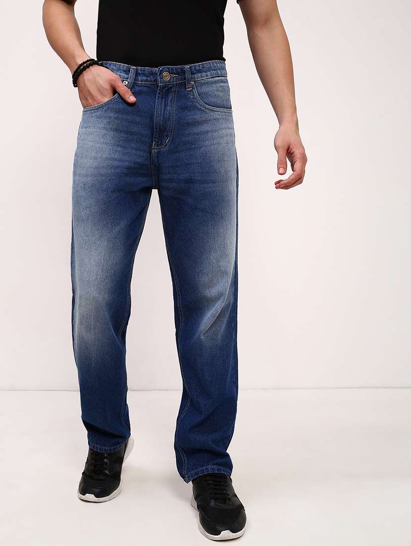 men blue low rise full length jean