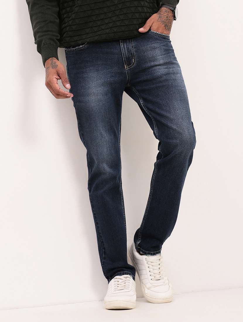 men navy blue low rise full length jean - 21696144 -  Standard Image - 1