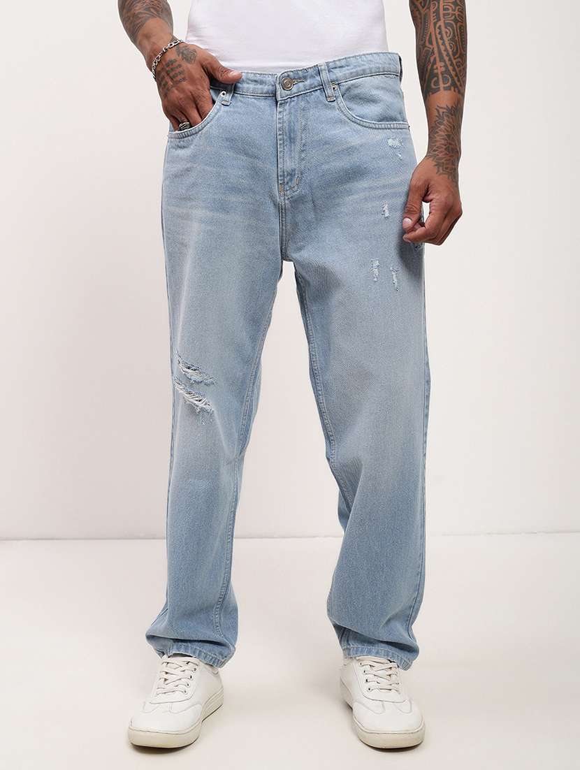 men light blue low rise full length jean