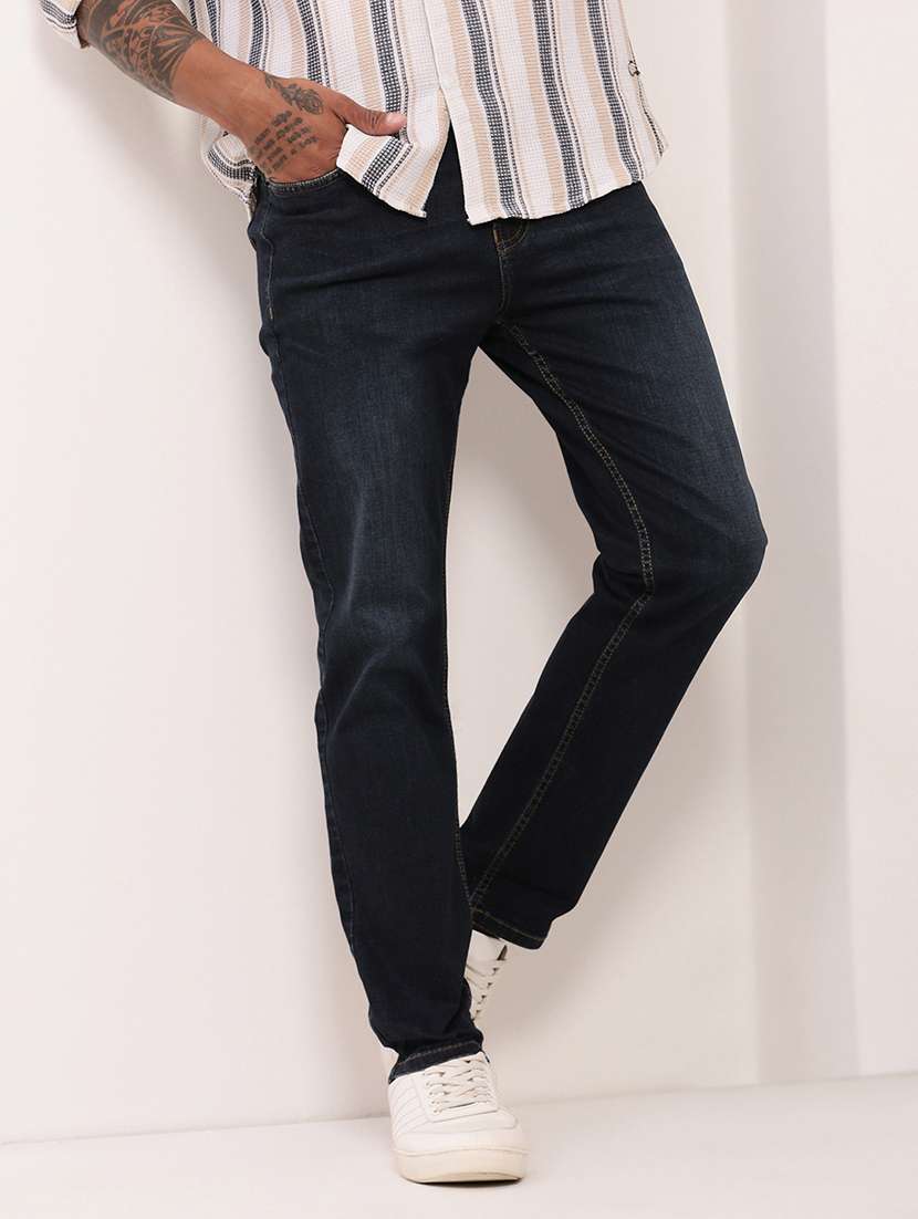 men navy blue low rise full length jean - 21696179 -  Standard Image - 1