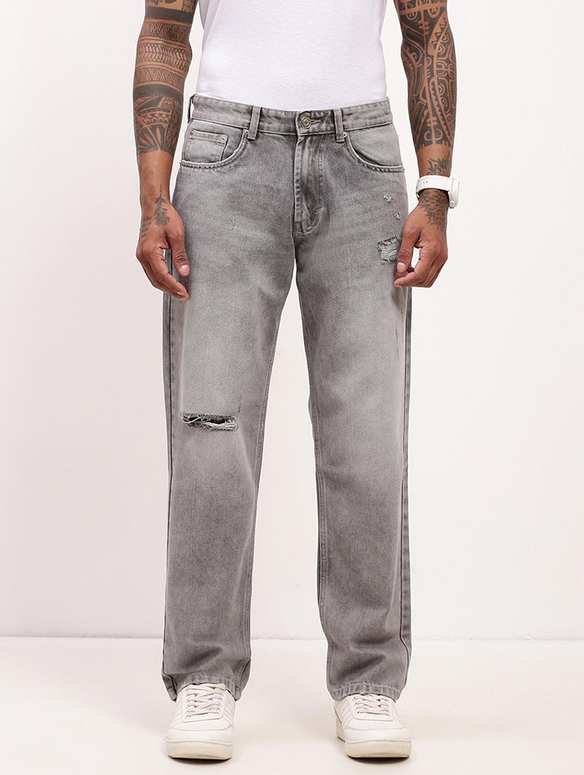 men grey low rise full length jean