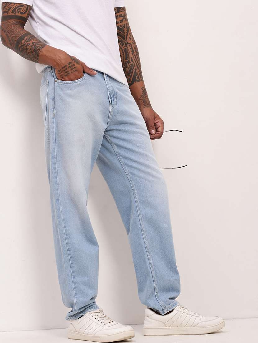 Men Light Blue Low Rise Full Length Jean - 21696190 -  Standard Image - 1