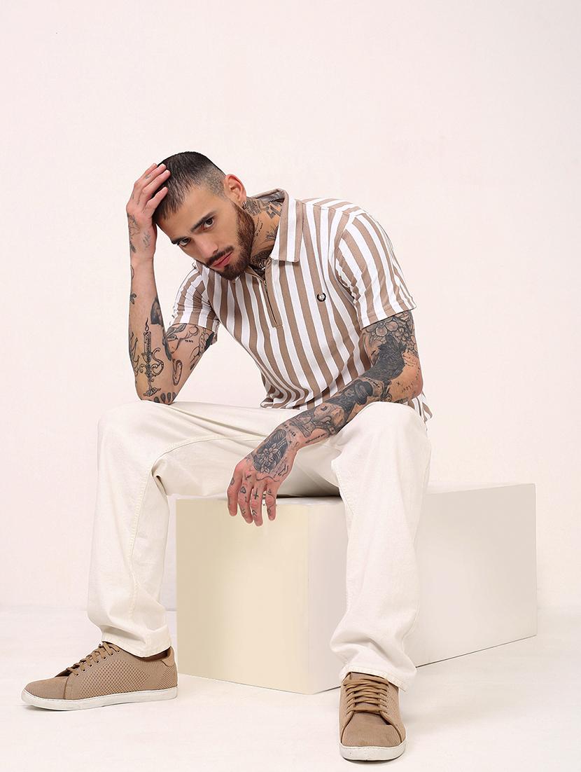men striped short sleeve polo t-shirt - 21696214 - Standard Image - 4