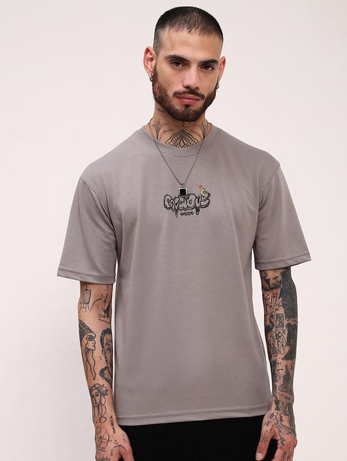 men front & back print round neck oversized t-shirt - 21696216 -  Standard Image - 0