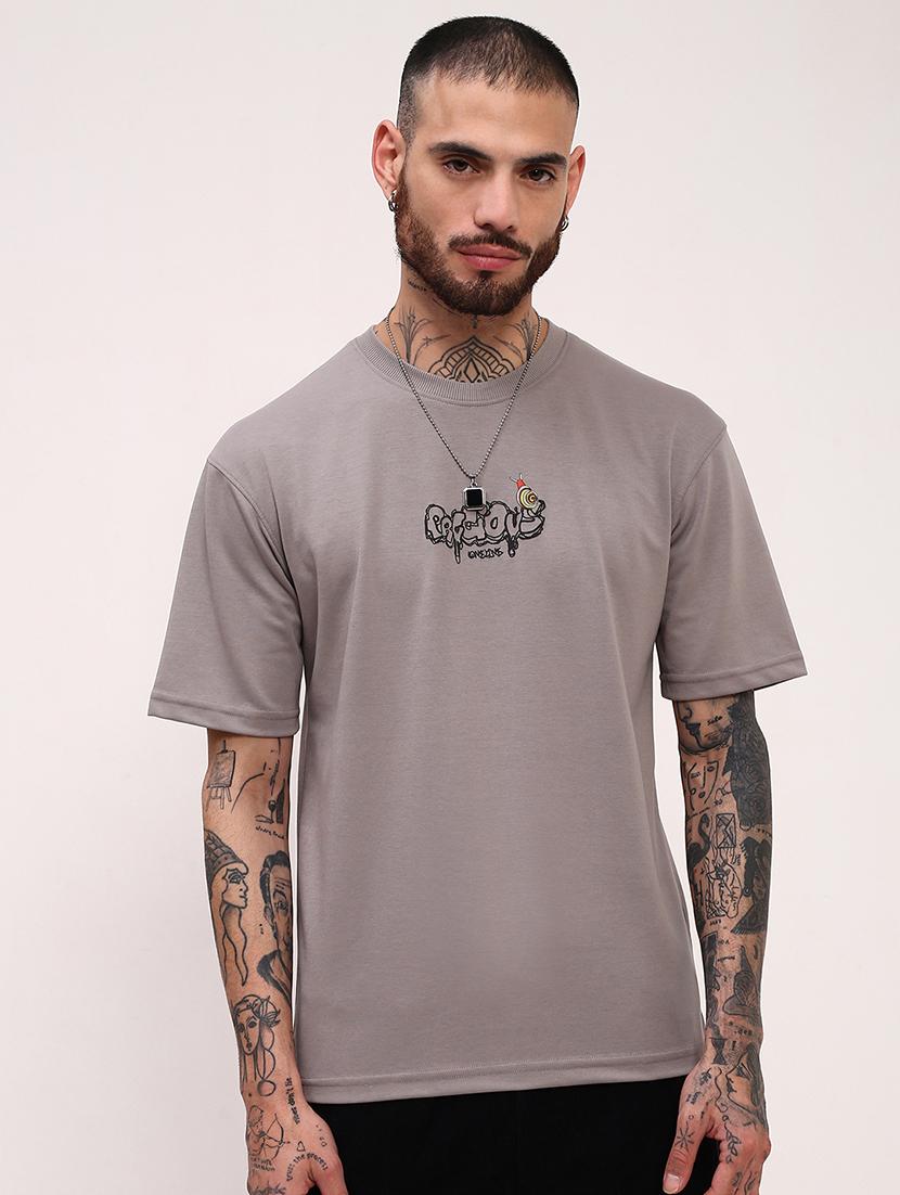 men front & back print round neck oversized t-shirt - 21696216 -  Zoom Image - 0