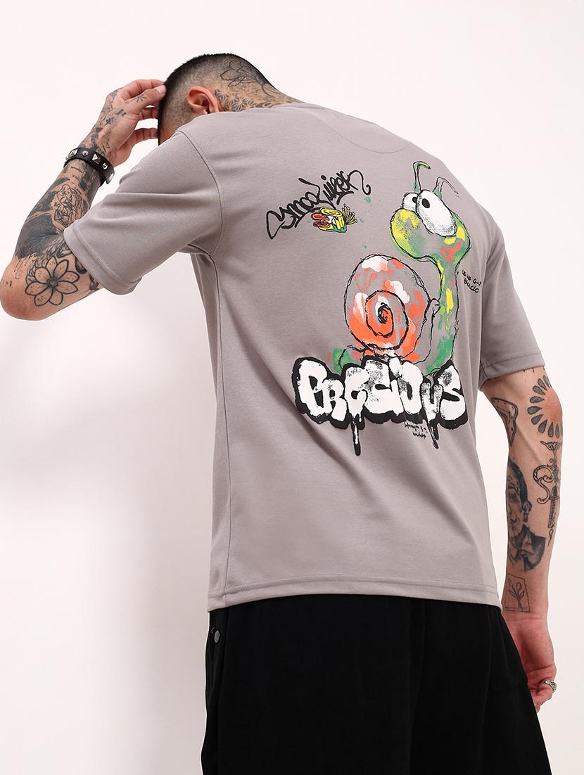 men front & back print round neck oversized t-shirt - 21696216 -  Standard Image - 1