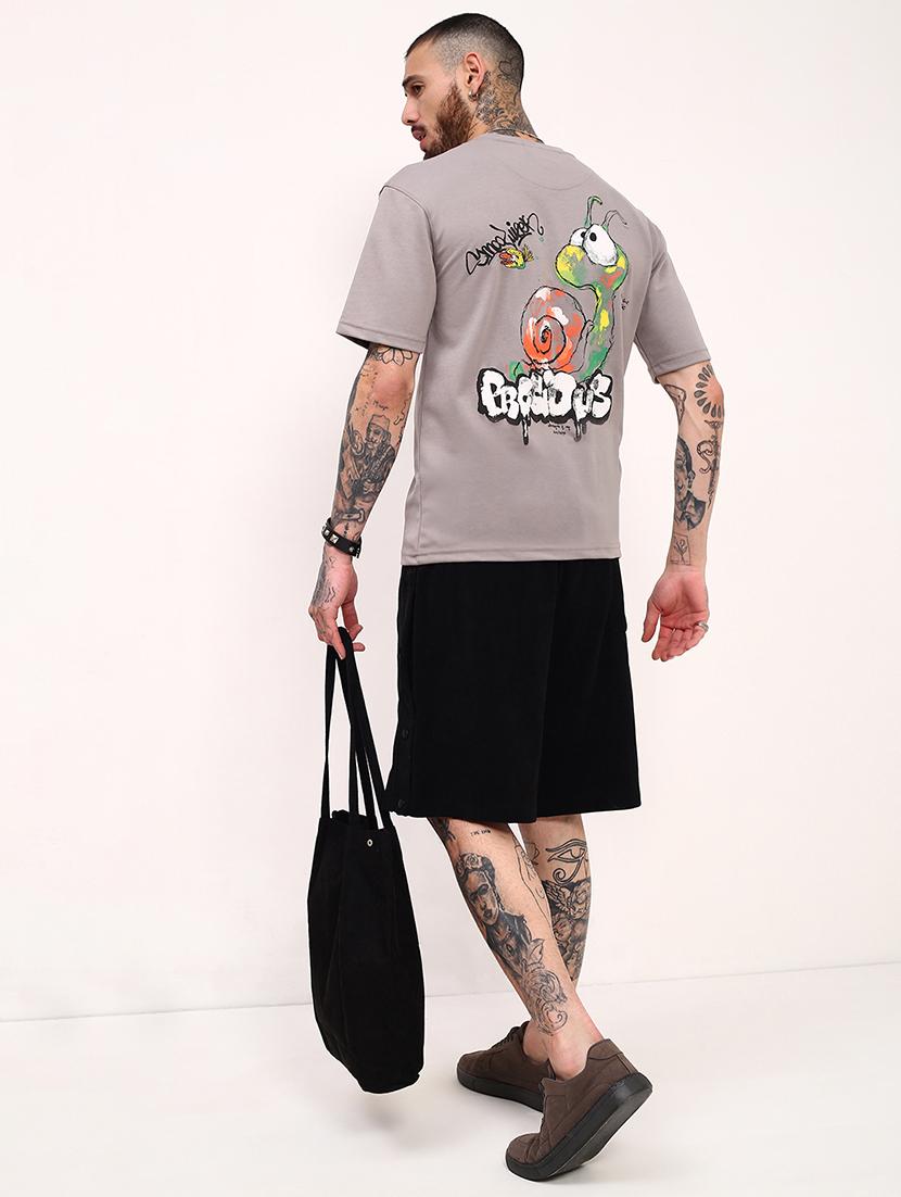 men front & back print round neck oversized t-shirt - 21696216 - Standard Image - 4