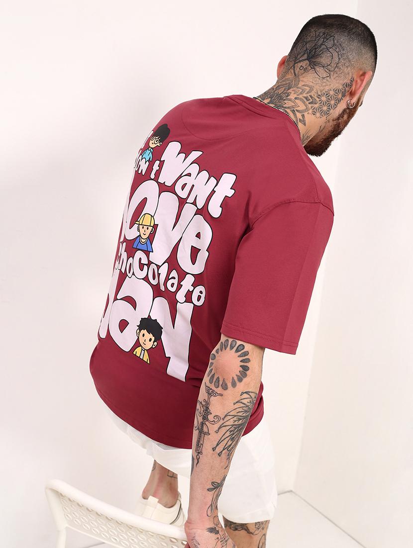 men front & back print round neck oversized t-shirt - 21696217 -  Standard Image - 1