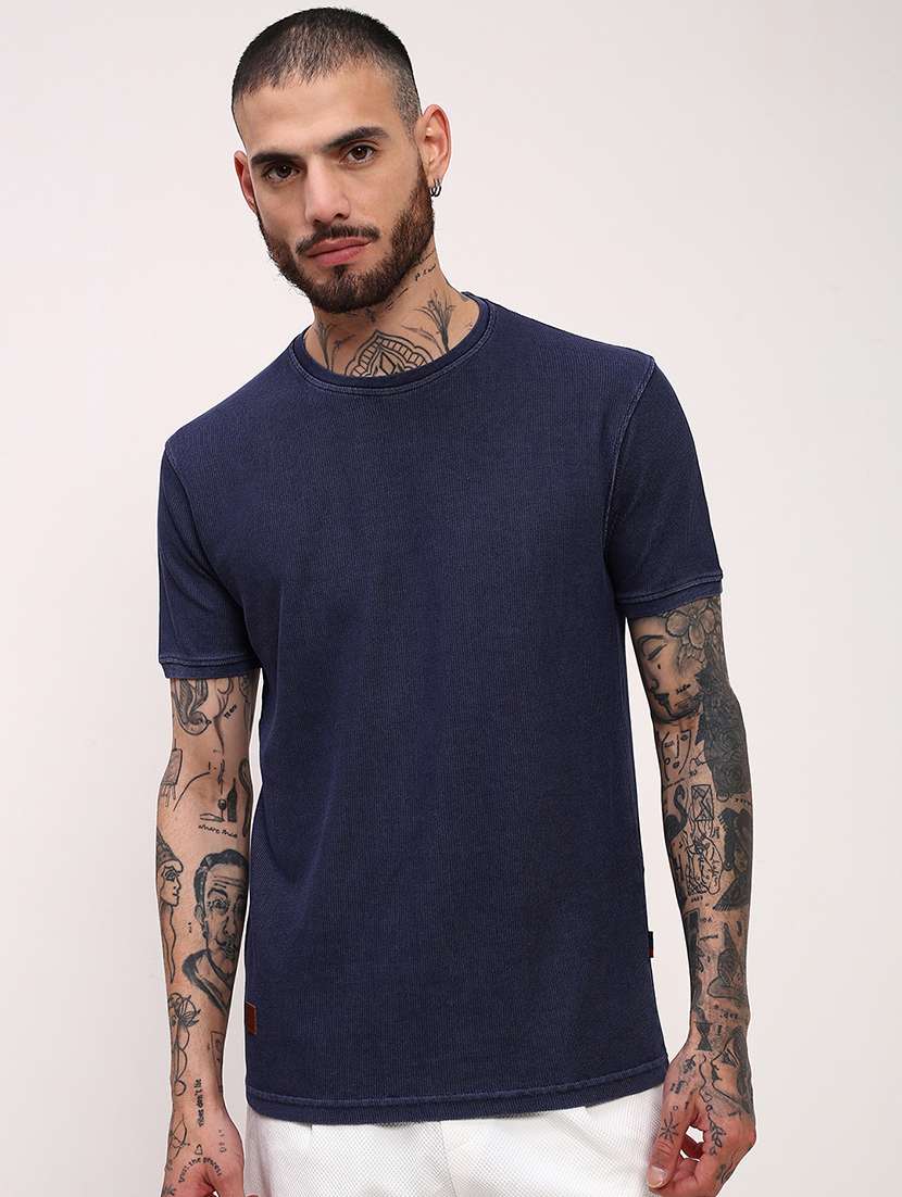 men solid short sleeve slim fit t-shirt - 21696221 - Zoom Image - 0