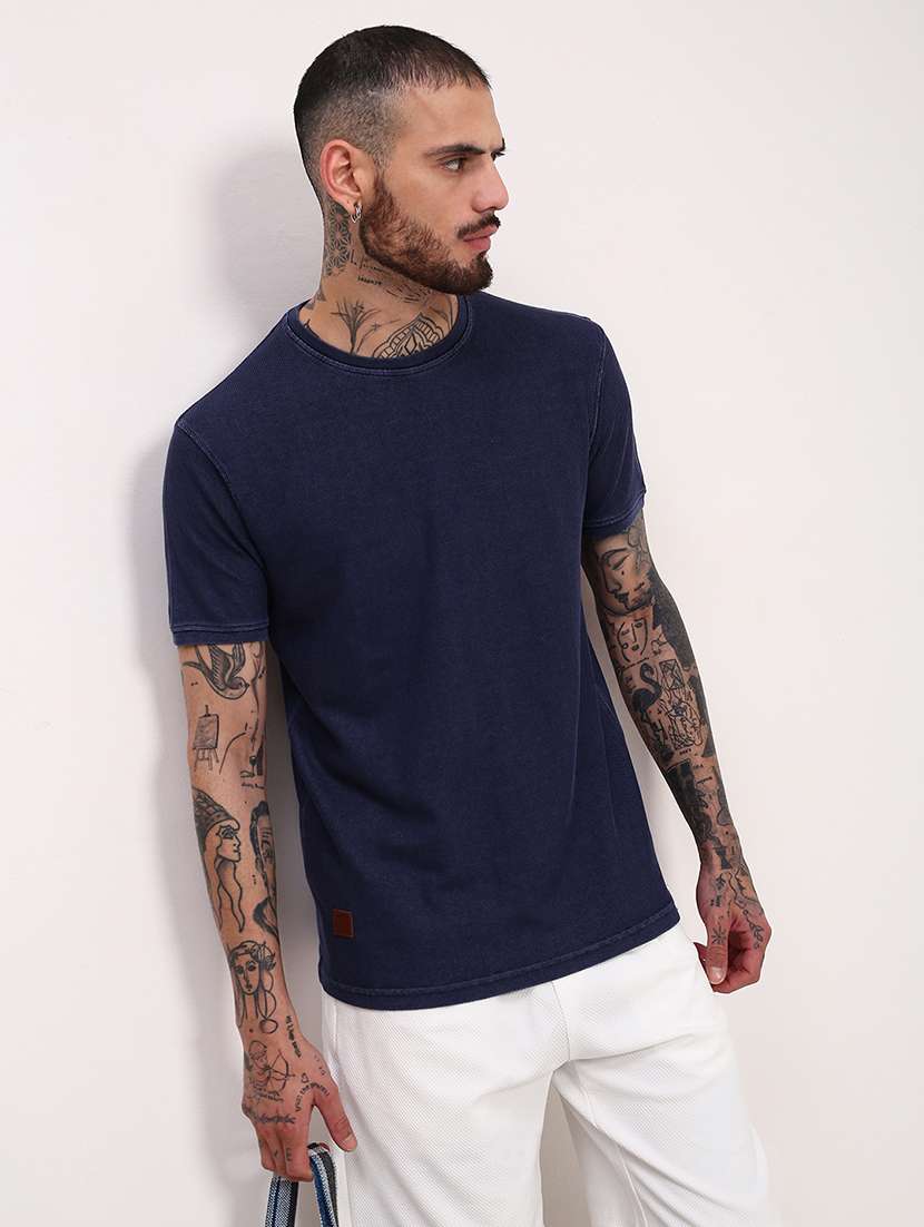 men solid short sleeve slim fit t-shirt - 21696221 - Standard Image - 1