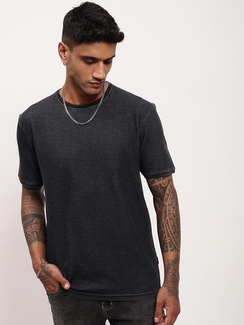 men solid short sleeve slim fit t-shirt