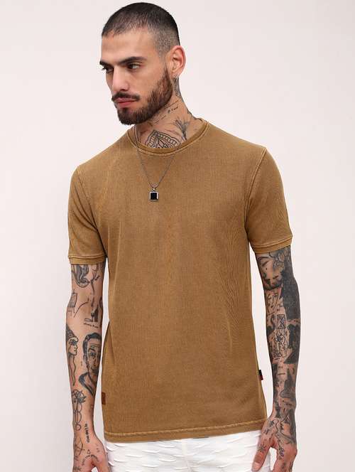 men solid short sleeve slim fit t-shirt - 21696224 - Standard Image - 0