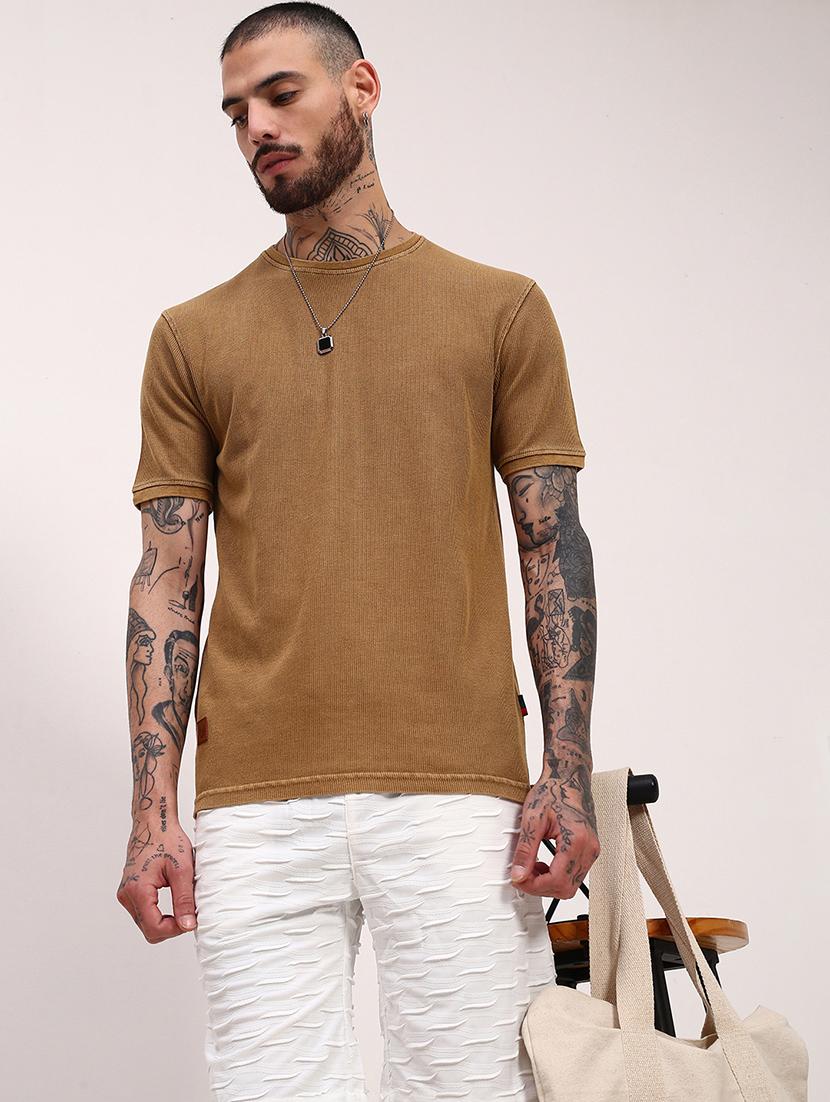 men solid short sleeve slim fit t-shirt - 21696224 - Standard Image - 1