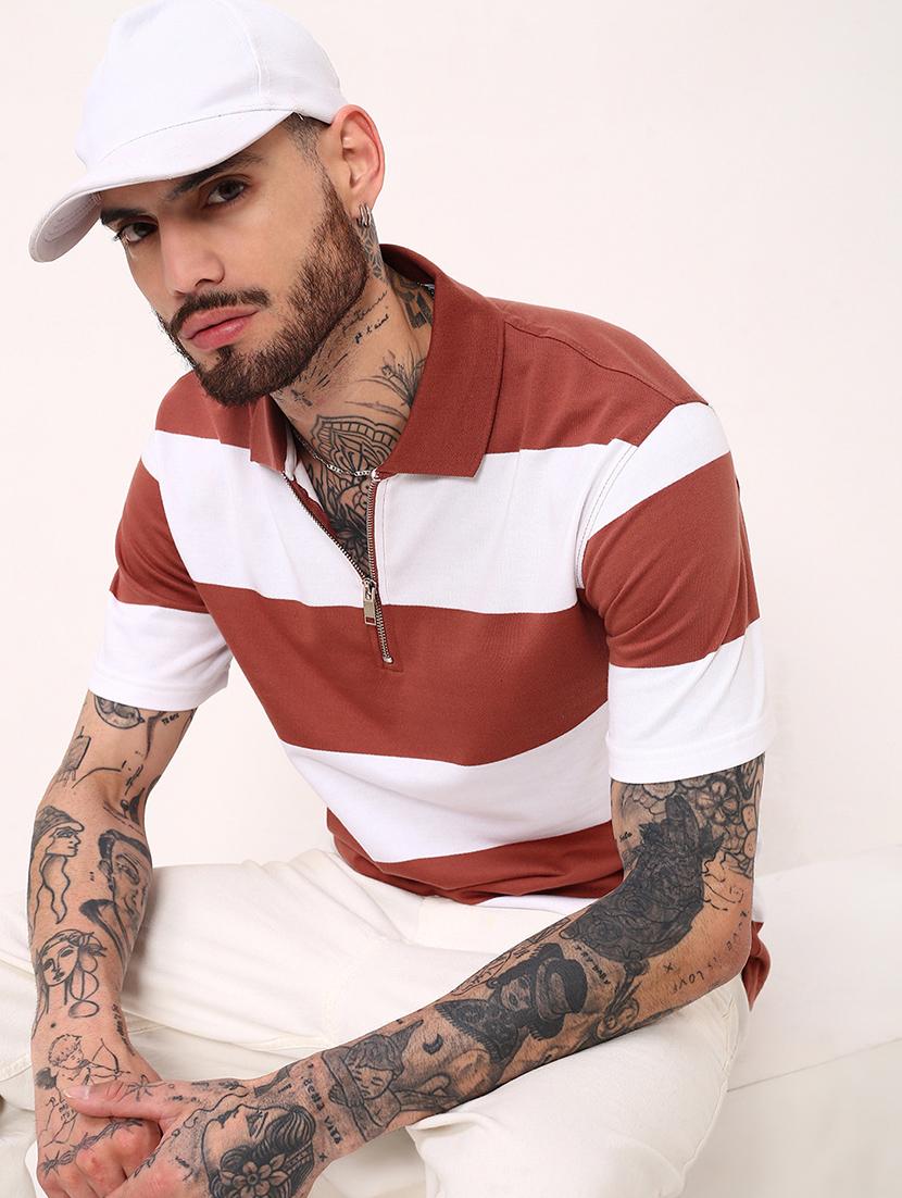men striped short sleeve polo t-shirt - 21696231 - Standard Image - 1