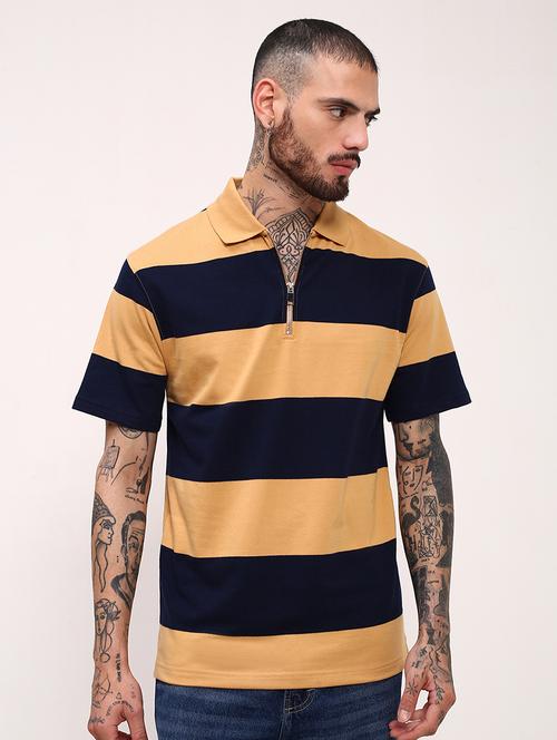 men striped short sleeve polo t-shirt - 21696232 - Standard Image - 0