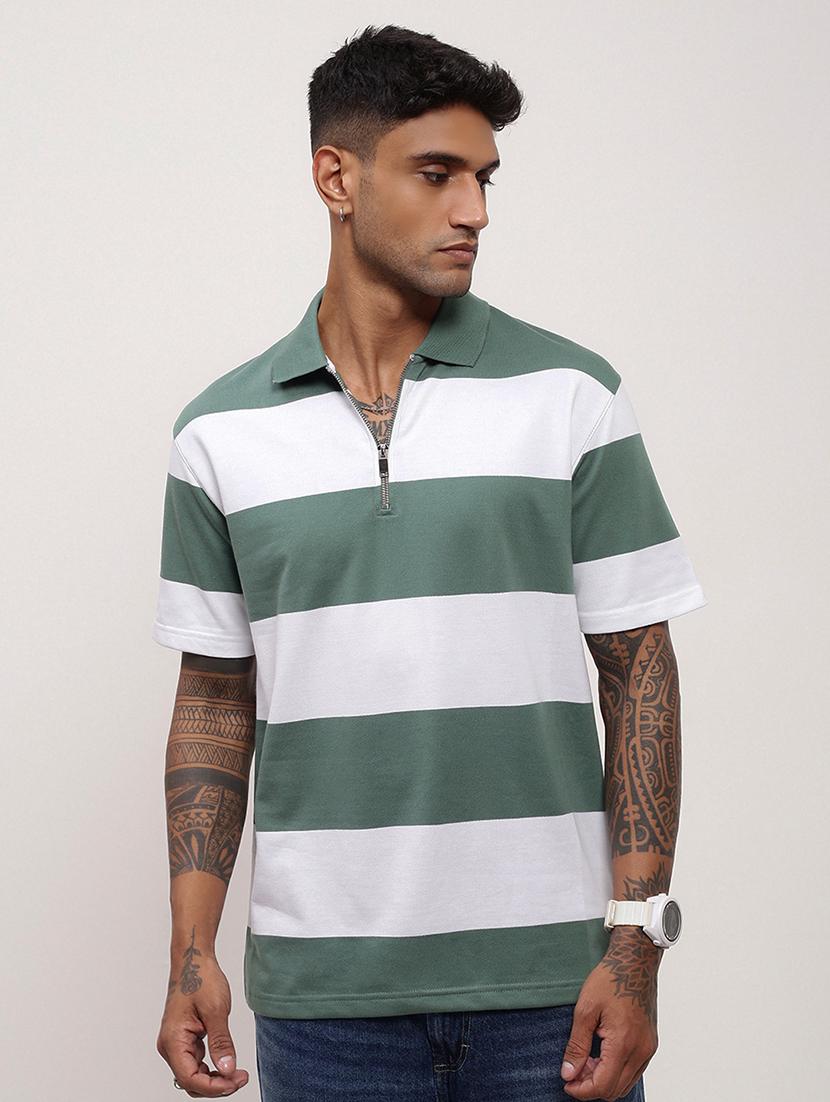 men striped short sleeve polo t-shirt - 21696235 - Zoom Image - 0