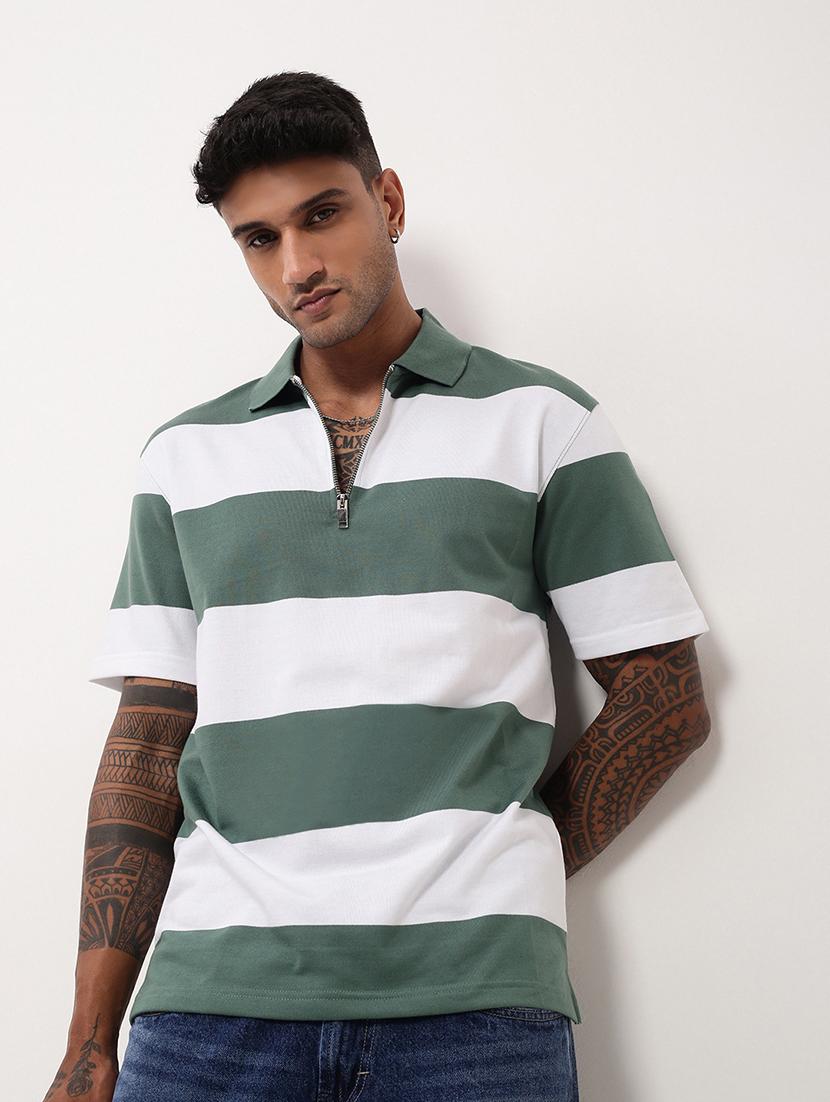 men striped short sleeve polo t-shirt - 21696235 - Standard Image - 1