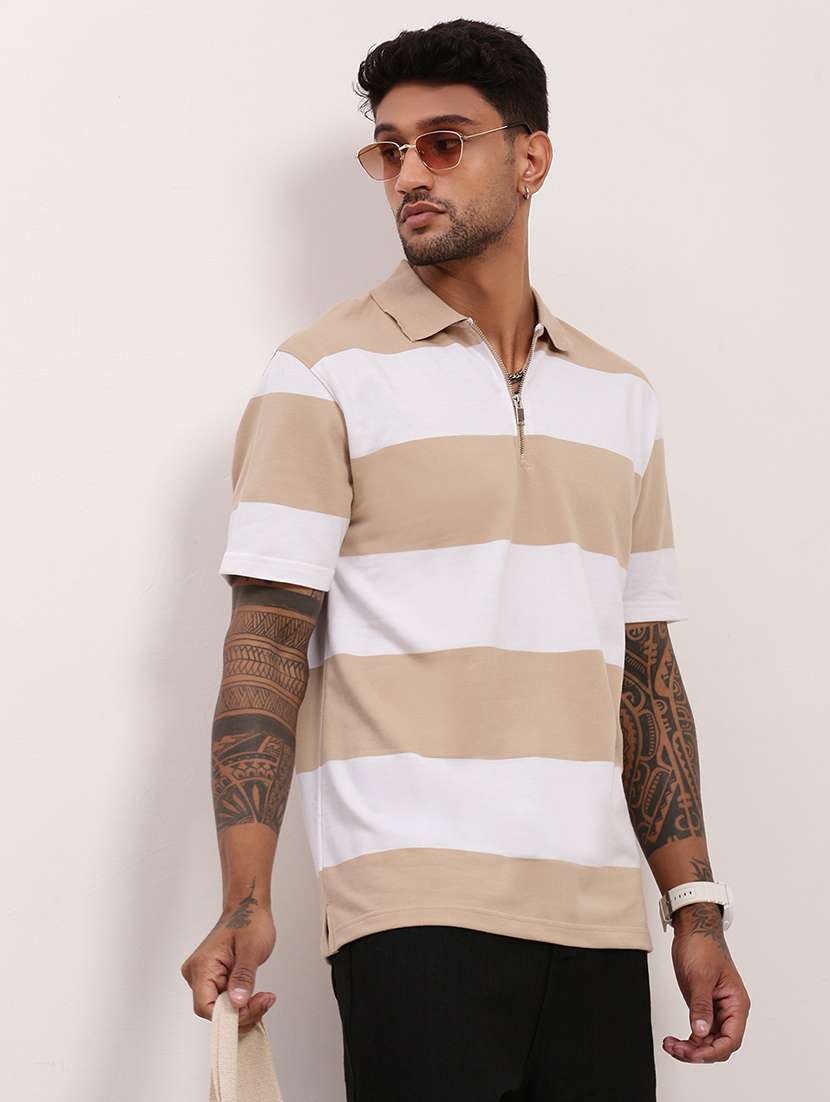 men striped short sleeve polo t-shirt - 21696239 -  Standard Image - 1