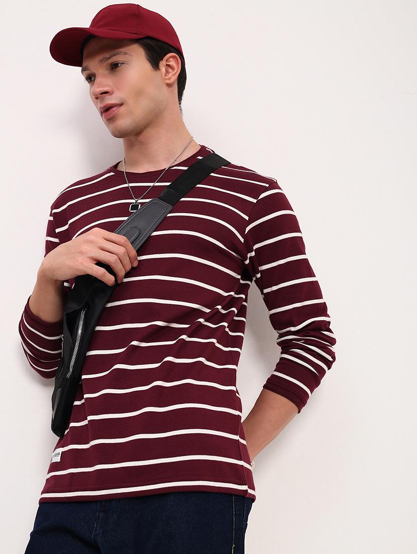 men striped long sleeve slim fit t-shirt - 21696240 - Standard Image - 1