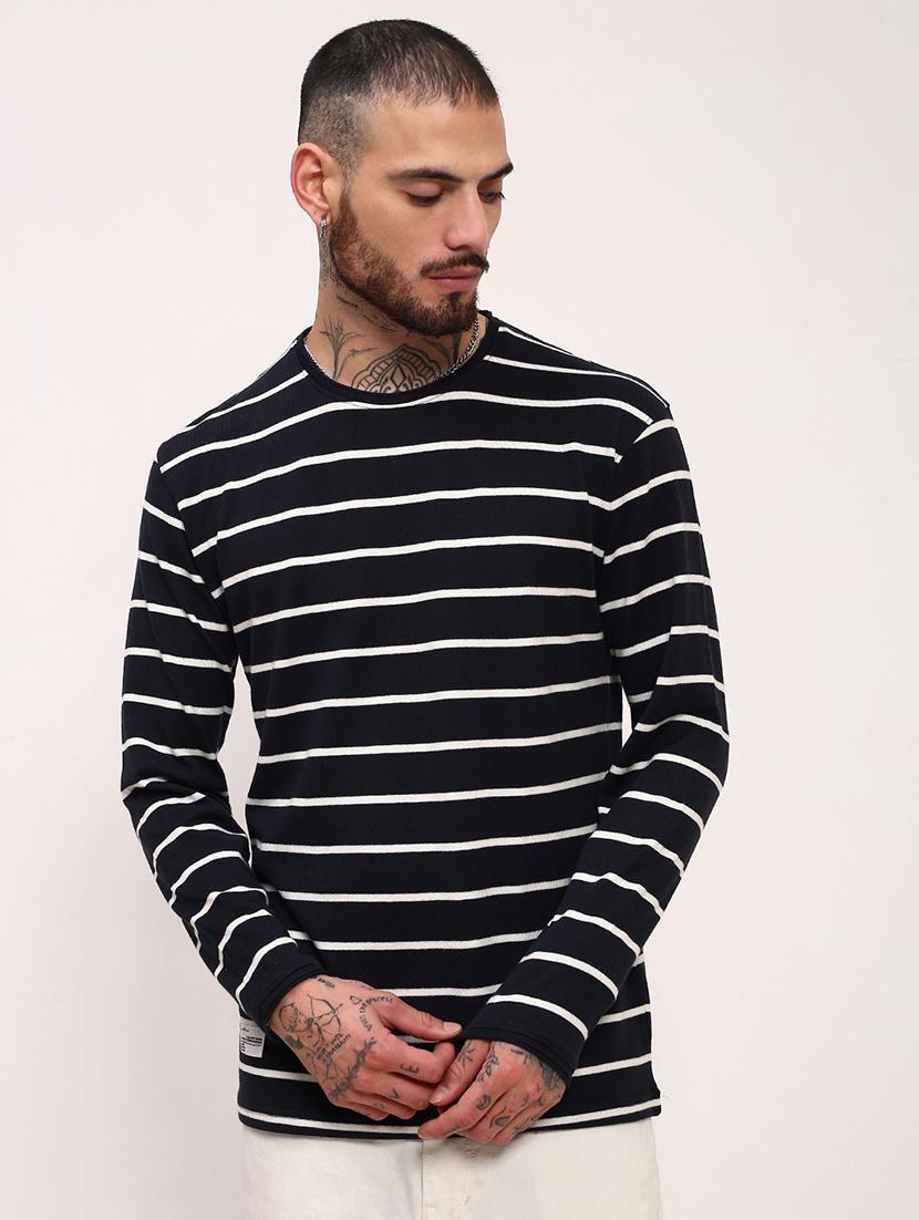 men striped long sleeve slim fit t-shirt