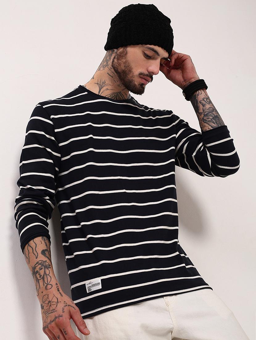 men striped long sleeve slim fit t-shirt - 21696242 - Standard Image - 1