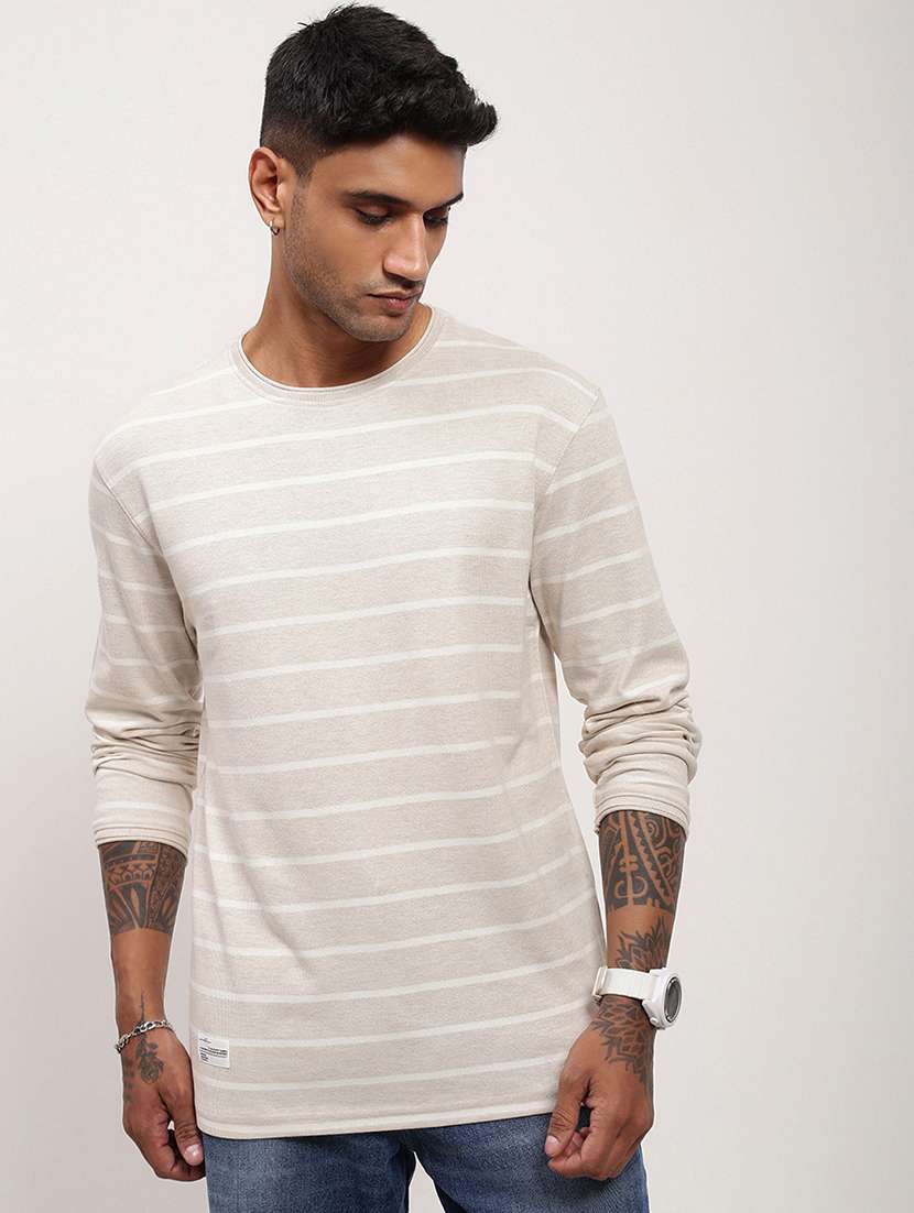 men striped long sleeve slim fit t-shirt - 21696243 - Zoom Image - 0