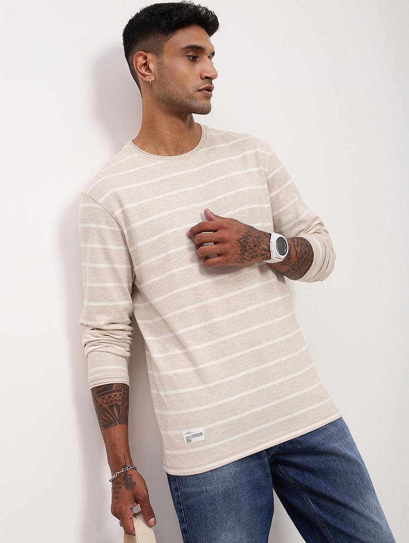 men striped long sleeve slim fit t-shirt - 21696243 -  Standard Image - 1