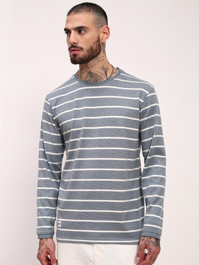 men striped long sleeve slim fit t-shirt