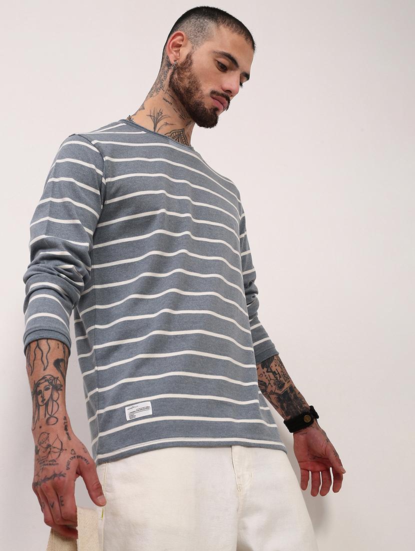 men striped long sleeve slim fit t-shirt - 21696244 - Standard Image - 1