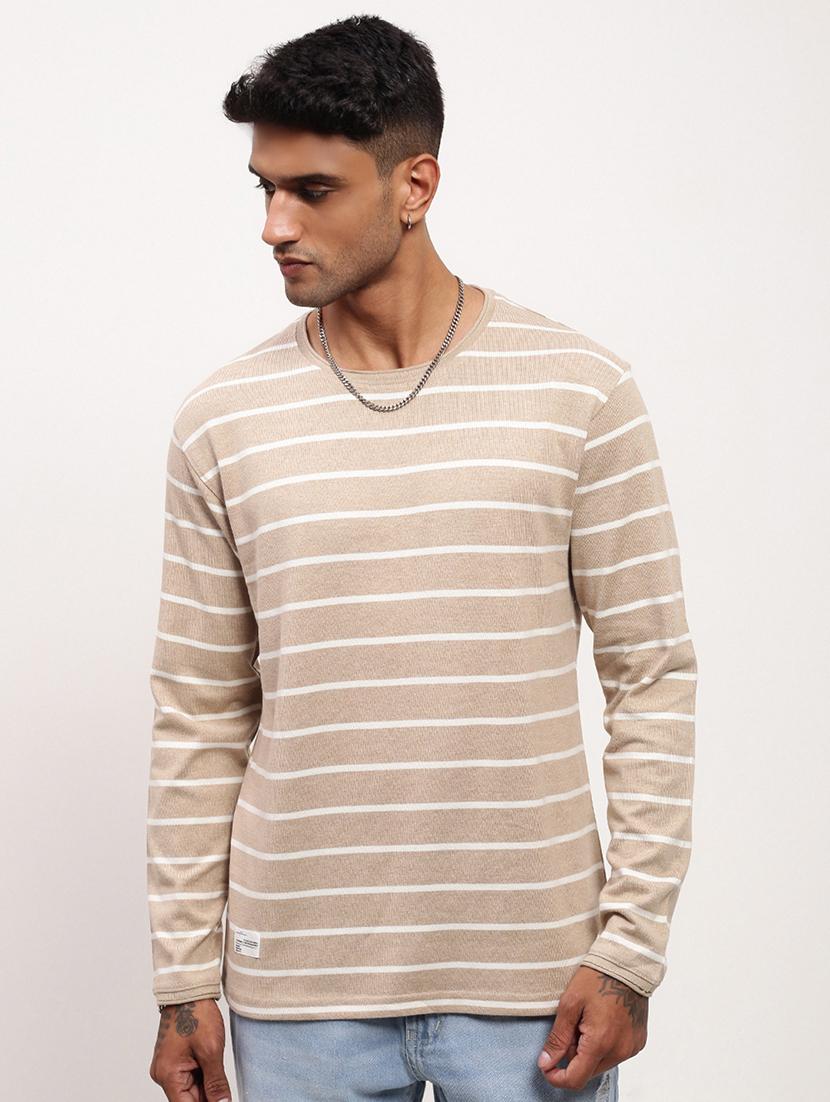 men striped long sleeve slim fit t-shirt - 21696245 -  Zoom Image - 0