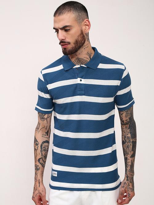 men striped short sleeve polo t-shirt - 21696247 - Standard Image - 0