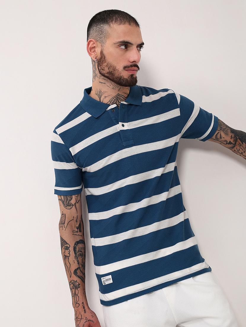 men striped short sleeve polo t-shirt - 21696247 - Standard Image - 1
