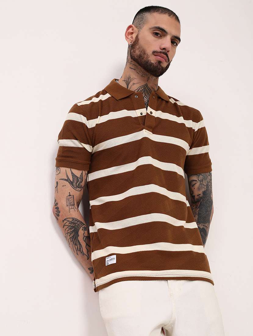 men striped short sleeve polo t-shirt - 21696249 -  Standard Image - 1