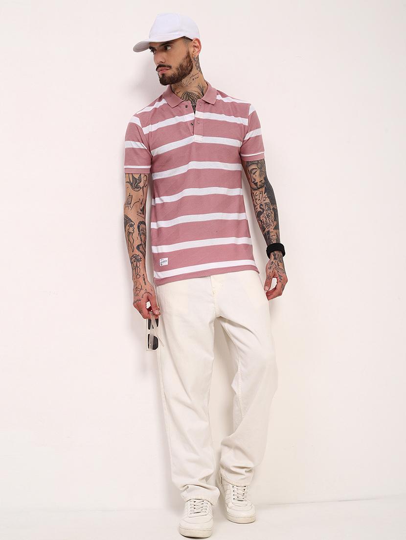 men striped short sleeve polo t-shirt - 21696250 - Standard Image - 4