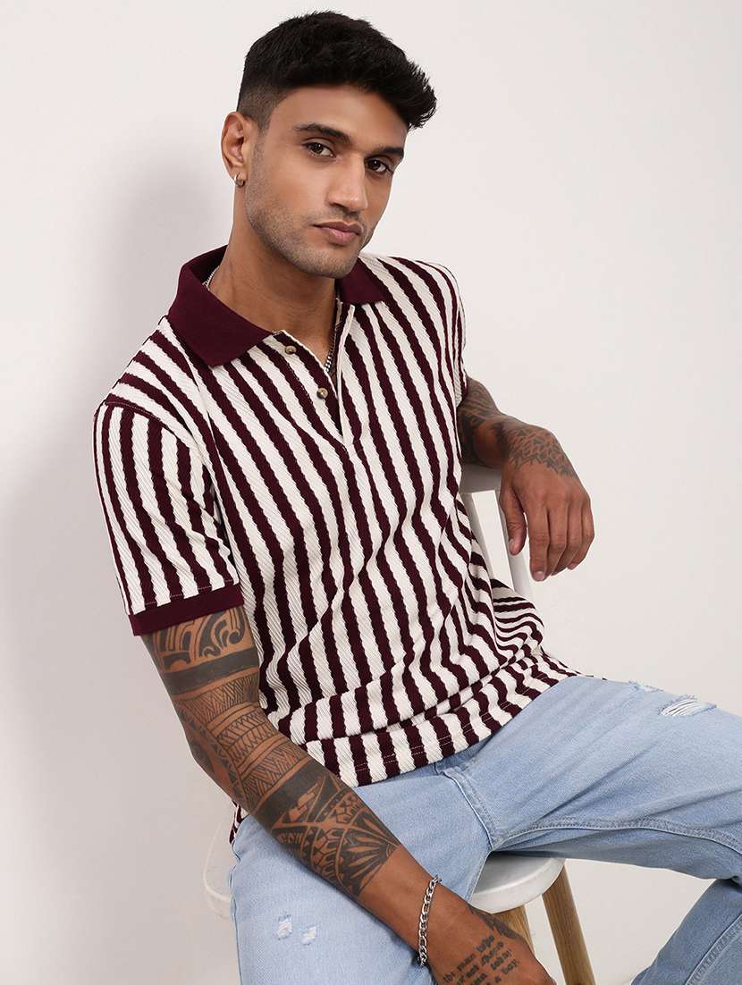 men striped short sleeve polo t-shirt - 21696252 -  Standard Image - 1