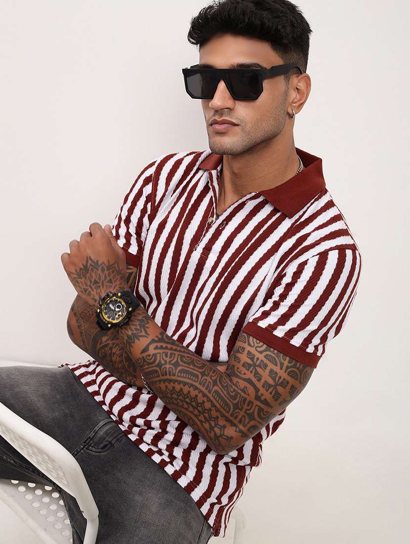 men striped short sleeve polo t-shirt - 21696253 -  Standard Image - 1