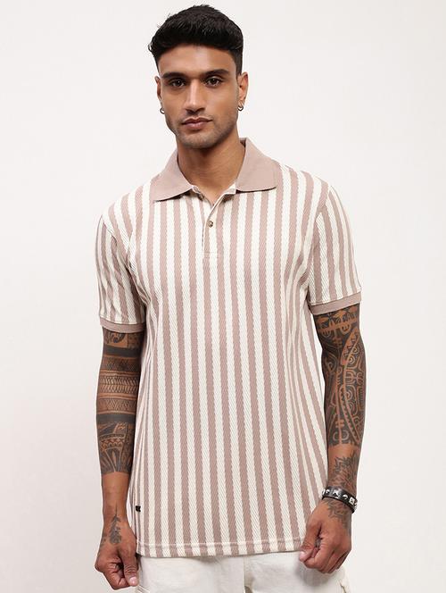men striped short sleeve polo t-shirt - 21696254 - Standard Image - 0