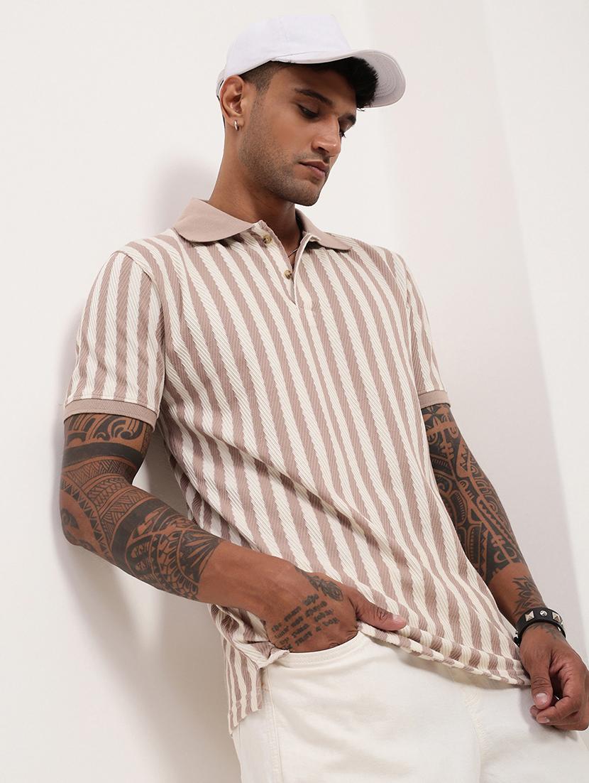 men striped short sleeve polo t-shirt - 21696254 - Standard Image - 1