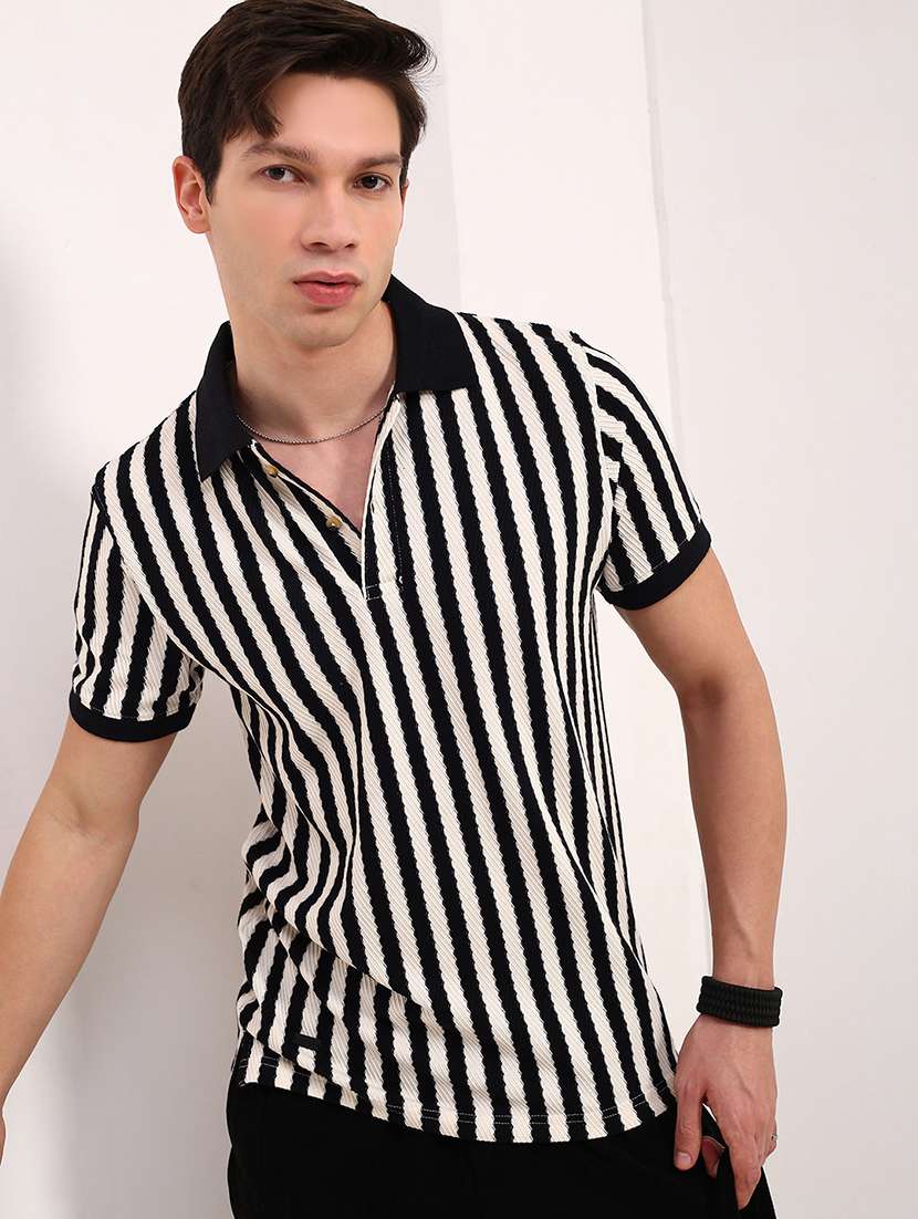 men striped short sleeve polo t-shirt - 21696255 -  Standard Image - 1