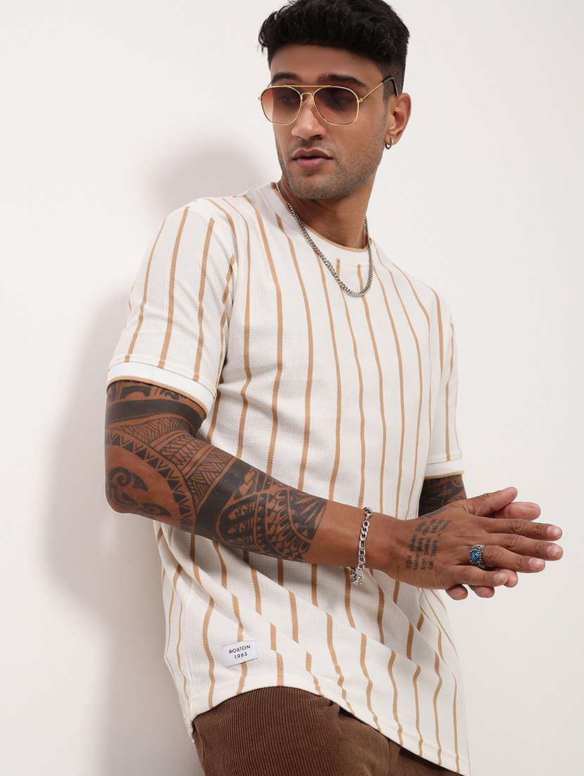 men striped short sleeve slim fit t-shirt - 21696256 -  Standard Image - 1