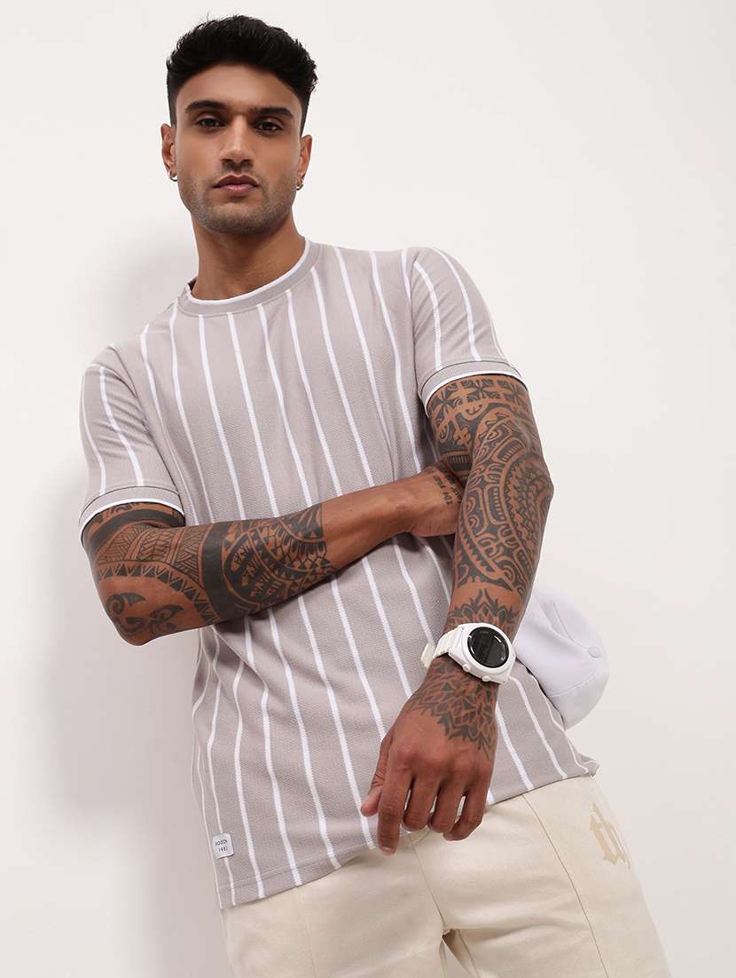 men striped short sleeve slim fit t-shirt - 21696257 -  Standard Image - 1
