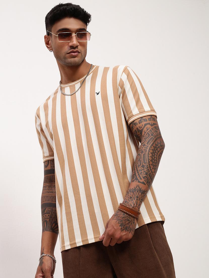 men striped short sleeve slim fit t-shirt - 21696262 - Standard Image - 1