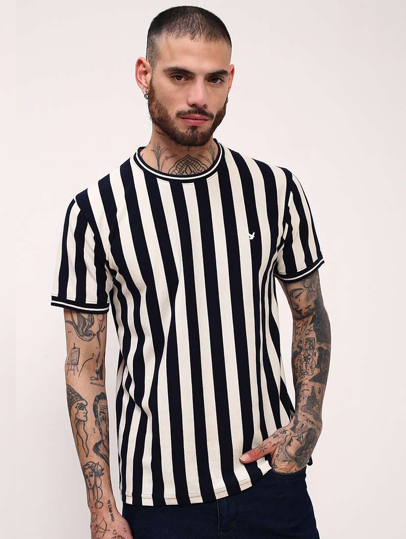 men striped short sleeve slim fit t-shirt - 21696265 - Zoom Image - 0