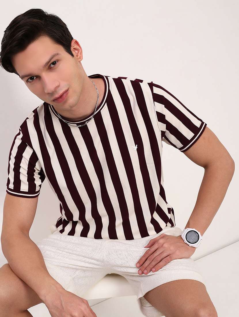 men striped short sleeve slim fit t-shirt - 21696266 -  Standard Image - 1