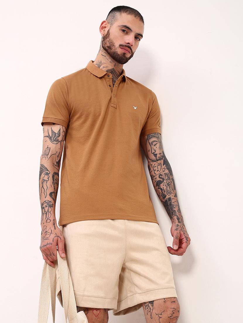men solid short sleeve polo t-shirt - 21696270 - Standard Image - 1