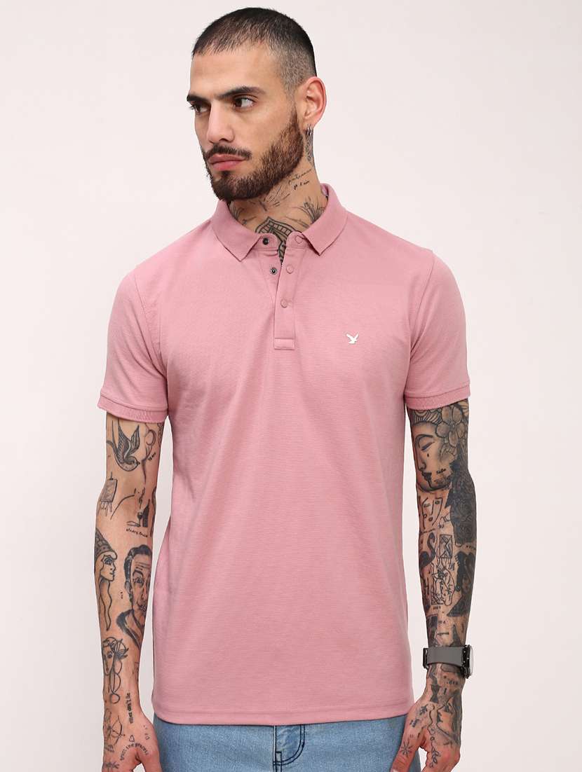 men solid short sleeve polo t-shirt - 21696273 - Zoom Image - 0