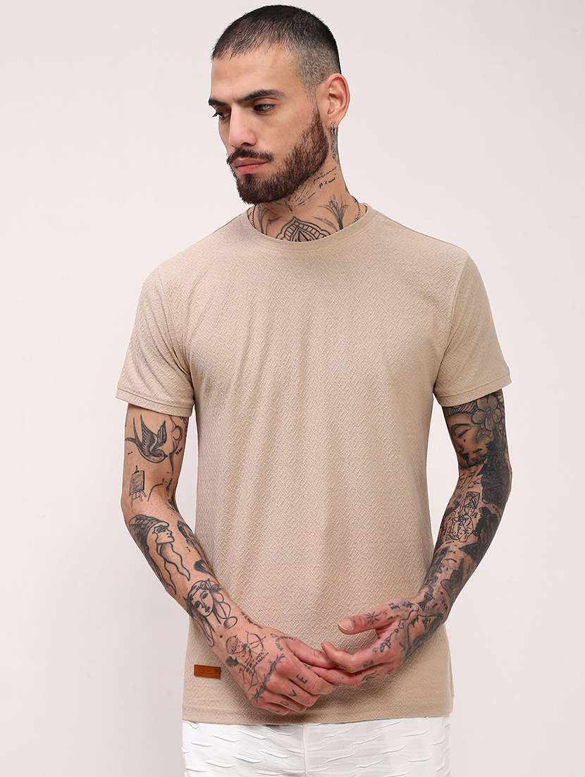 men solid short sleeve slim fit t-shirt