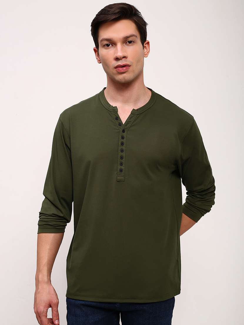men solid long sleeve regular fit t-shirt