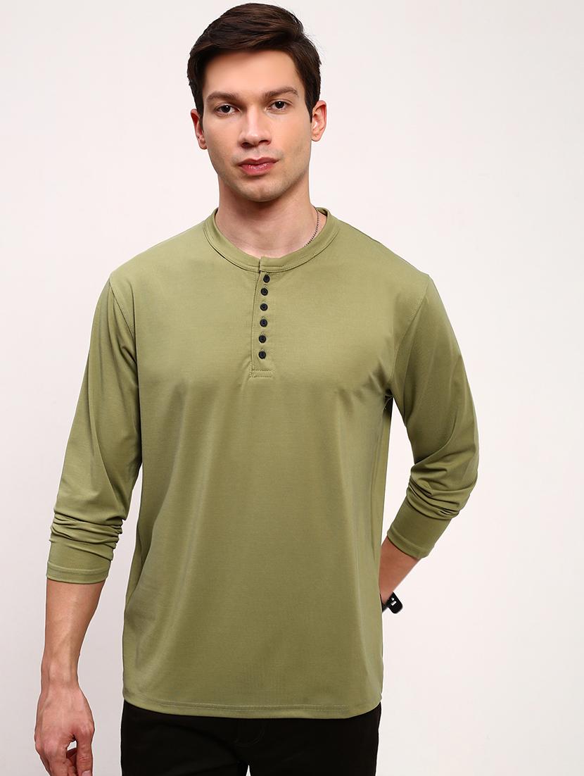 men solid long sleeve regular fit t-shirt