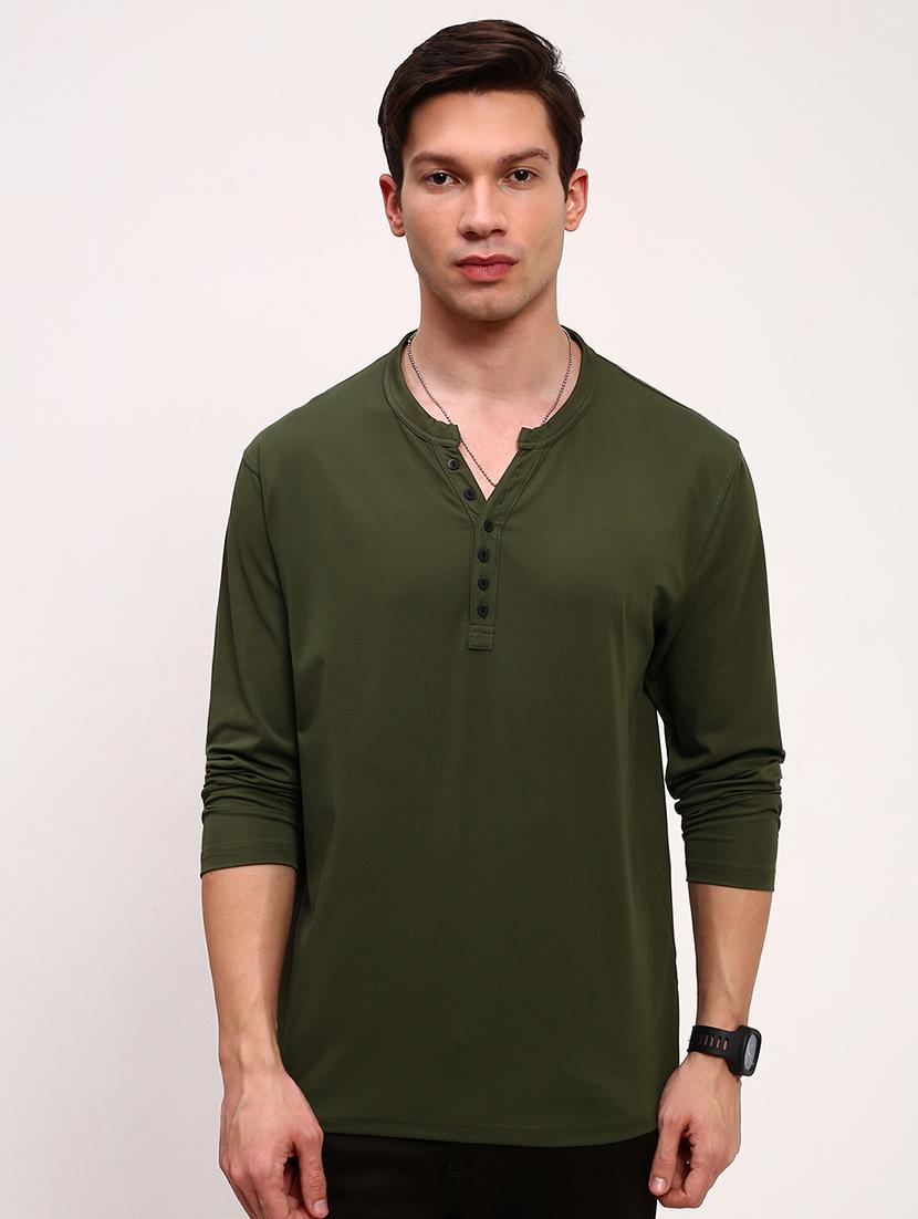 men solid long sleeve regular fit t-shirt